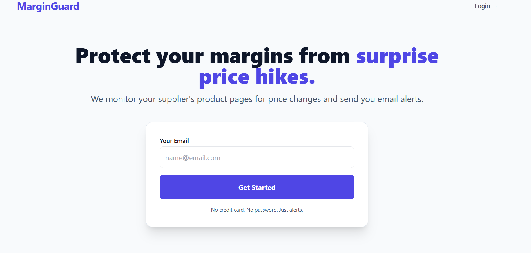 MarginGuard landing page